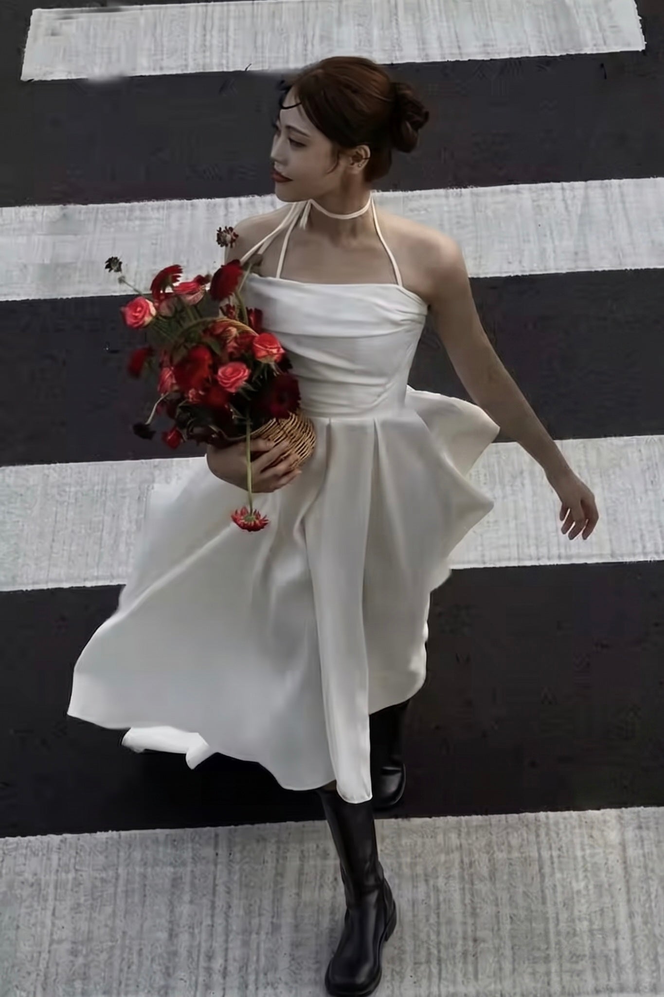 Ivory Satin A-Line Dress