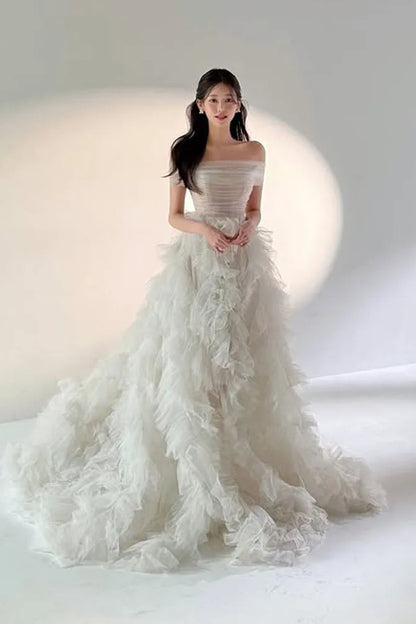 Tiered Tulle Dress with Shawl