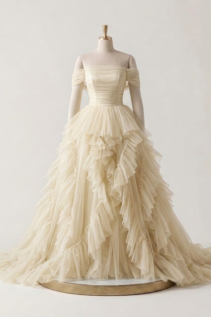 Tiered Tulle Dress with Shawl